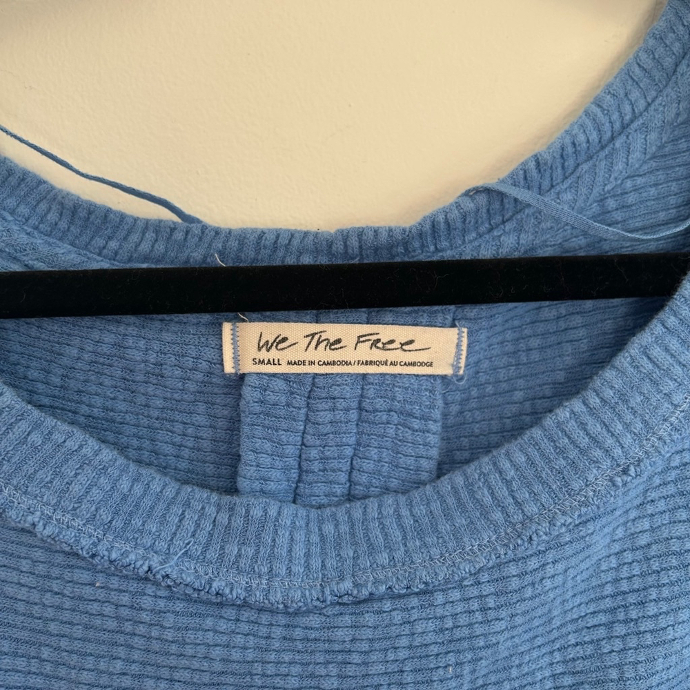 FREE PEOPLE We The Free OG Slouchy Oversize Thermal Long Sleeve Pullover Blue - Picture 5 of 15